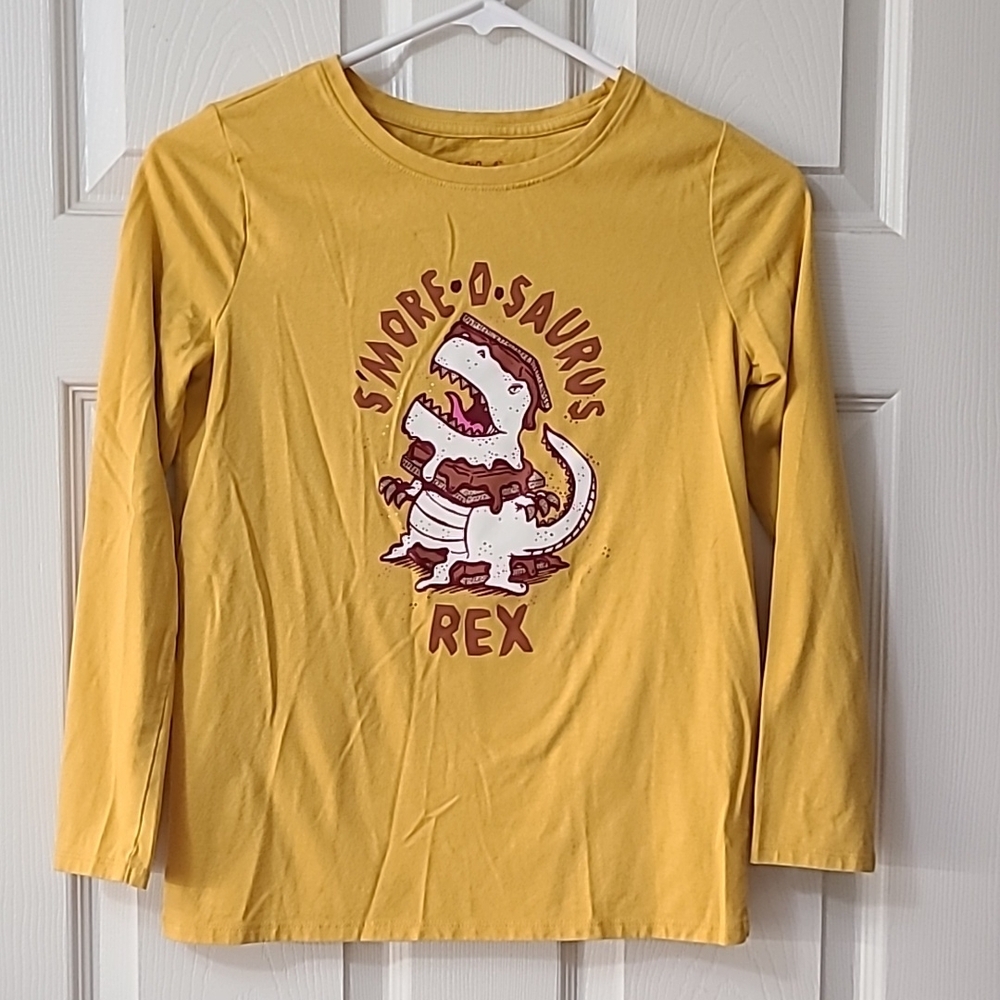 Kids Yellow Dinosaur Graphic Long Sleeve Shirt